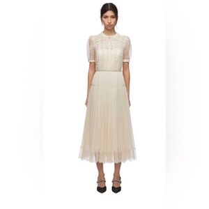 Self-Portrait Cream Midi Dress